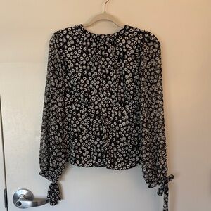 Topshop Black and White Backless Floral Blouse
